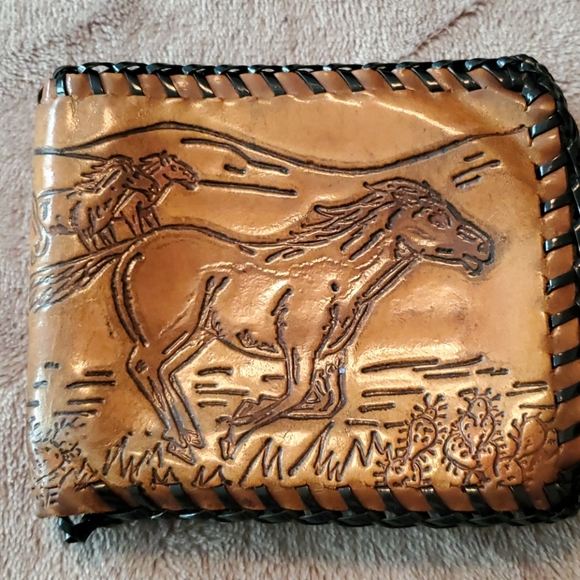 Hand Crafted Other - Vintage 1950s horse wallet trimmed in boondoggle
